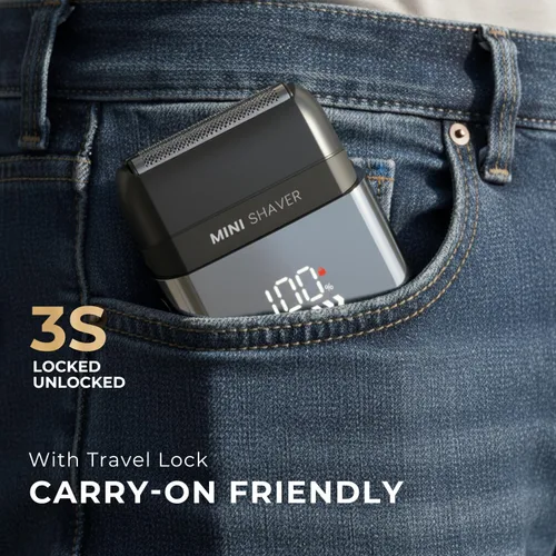 Miniatura 7 de Afeitadora eléctrica de aluminio para hombres, mini maquinilla de afeitar eléctrica para afeitado facial con 3 cuchillas flotantes, navaja de viaje