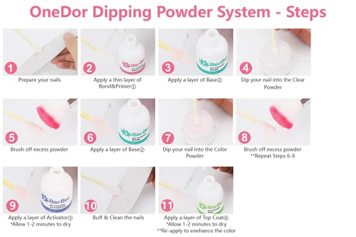 Miniatura 8 de OneDor - Polvo para uñas, polvo para inmersión de uñas, sistema de pigmentos de color acrílico, 1 onza