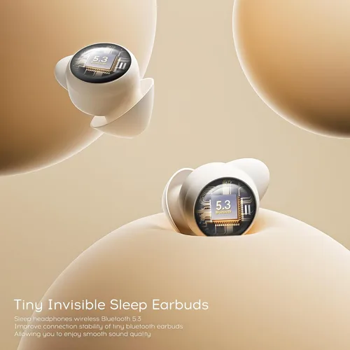 Miniatura 5 de Tapones para los oídos para dormir de lado, mini auriculares inalámbricos invisibles Bluetooth 5.3 con cancelación de ruido, tapones invisibles