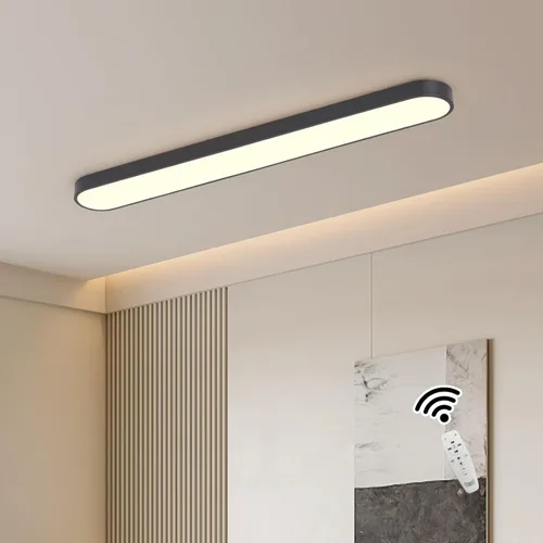 Miniatura 11 de Lámpara de techo lineal de 23.6 pulgadas, LED moderna de 40 W, lámpara de techo simple negra, iluminación de techo de perfil bajo para dormitorio