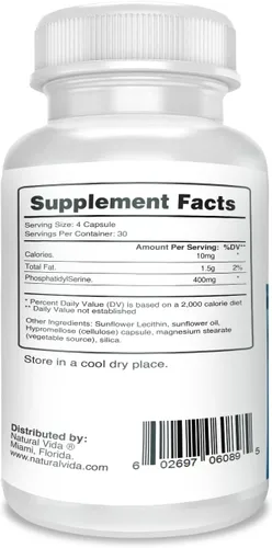 Miniatura 5 de Fosfatidilserina 400 mg, suplemento, 120 cápsulas vegetarianas - 30 porciones, sin soja