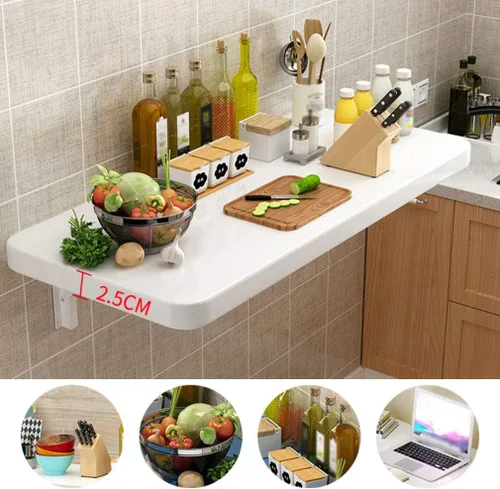 Miniatura 6 de Mesa de comedor plegable para el hogar, pequeña cocina, mesa de comedor plegable, mesa de trabajo flotante, estantería de gran área