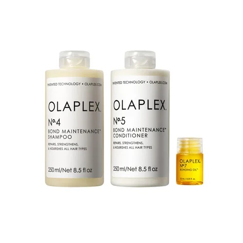 Olaplex - Kit de lavado y brillo para el cabello: N°.4, 5, 7, set de champú y acondicionador | Limpia, hidrata y controla el encrespamiento hasta 72