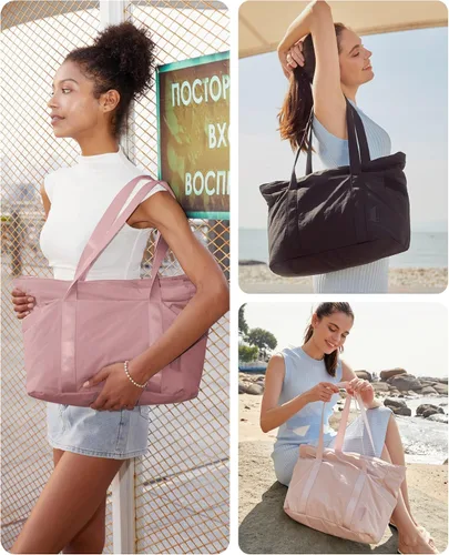 Miniatura 53 de BAGSMART Bolsa de mano para mujer con cremallera, bolsa de gimnasio con compartimentos, bolsa de trabajo para enfermera, baile, bolsa de yoga