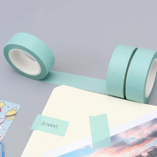 Miniatura 5 de NatSumeBasics 3 Cintas Washi Verde Menta Lisas Cinta Decorativa de Enmascarar 32 Pies Cintas Autoadhesivas para Embalaje Decoración Diarios Álbumes