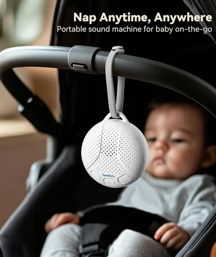 Miniatura 3 de Máquina de sonido para bebé, 16 sonidos calmantes, máquina portátil de ruido blanco con luz nocturna y temporizador, chupete de sueño recargable