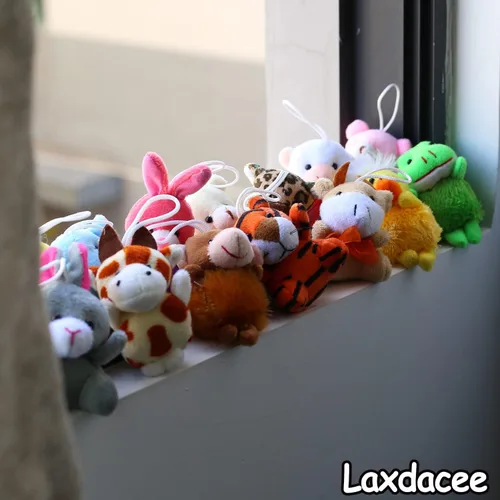 Miniatura 6 de Juego de 32 piezas de mini juguetes de animales de peluche, lindos animales pequeños de peluche llavero decoración para fiestas temáticas, regalo