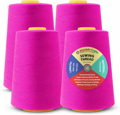 Miniatura 87 de Mandala Crafts 4 Pack of Serger Threads Cones Spools - 20S/2 24000 Yards Polyester Baby Blue Threads for Sergers Machine and Overlock Quilting