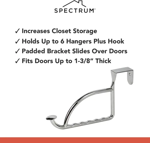 Miniatura 3 de Spectrum Diversified Soporte para colgar y gancho, extensor sobre la puerta del armario, dormitorio y lavandería, tendedero para colgar ropa, 1