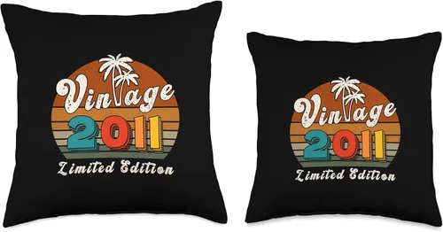 Miniatura 3 de Vintage 2011 Birthday Gift for Men Women 15 Years Retro Palm Throw Pillow