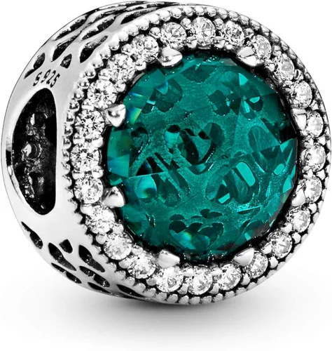 PANDORA Joyería de cristal verde mar brillante y dije de circonita cúbica en plata de ley Metal Cristal Circonita cúbica