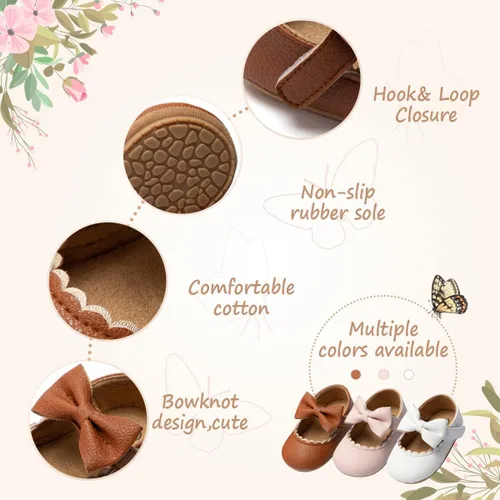 Miniatura 5 de HsdsBebe Zapatos planos Mary Jane para bebés y niñas, suela suave, antideslizante, con lazo, suela suave, para los primeros pasos, zapatos de vestir