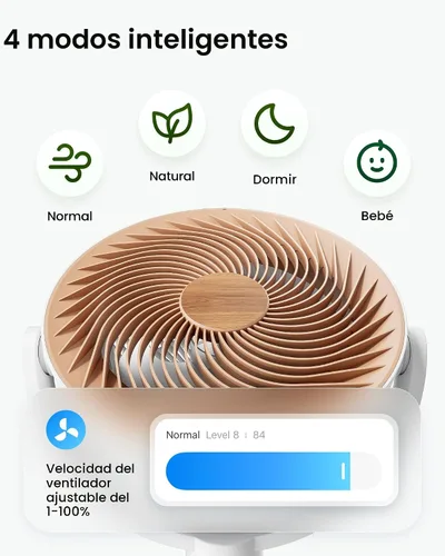 Miniatura 9 de SwitchBot Ventilador de pedestal inteligente, ventilador oscilante recargable para dormitorio, con cable e inalámbrico, ventilador de piso