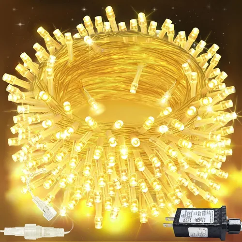 Miniatura 18 de Guirnalda de 100 luces LED conectables para interiores y exteriores, luces de Navidad blancas cálidas de 33 pies, impermeables, 13 modos