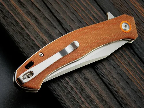 Miniatura 6 de Sitivien ST112 Cuchillo plegable, hoja D2 y mango de micarta, cuchillo herramienta EDC con clip de bolsillo para camping al aire libre, senderismo