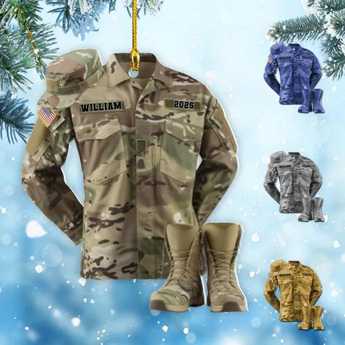 Miniatura 13 de Adornos de Navidad del ejército estadounidense, adorno de veterano para hombres y mujeres, adornos patrióticos para decoración de árbol de Navidad