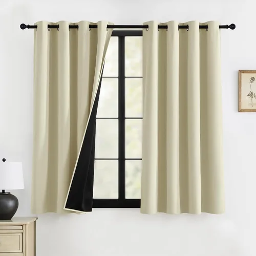 Miniatura 28 de RYB HOME Cortinas opacas grises de 63 pulgadas de largo para dormitorio, cortinas de ventana 100% opacas con aislamiento térmico y reducción
