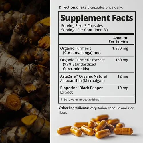 Miniatura 6 de Astaxantina orgánica 12 mg más cúrcuma 1500 mg, extracto de pimienta negra, alta absorción, ojos, corazón, piel, articulaciones, vegano, sin gluten