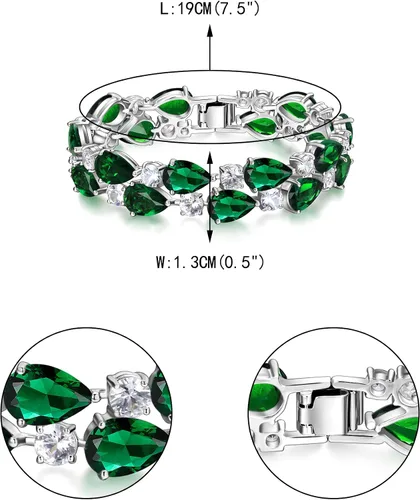 Miniatura 5 de Ever Faith pulsera vintage con circonitas cúbicas en forma de lágrimas, para mujer.