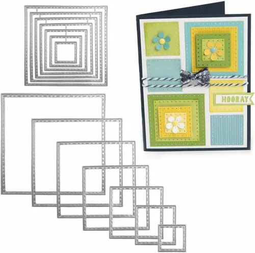 Miniatura 3 de 3 formas diferentes de troqueles de corte para plantillas de metal (rectángulo, círculo y cuadrado), herramientas de estampado Urvoo para hacer