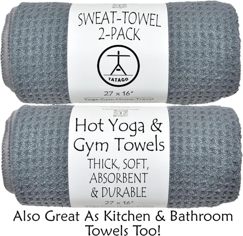 Miniatura 6 de Tatago Toalla de mano y sudor para yoga caliente, suave y absorbente, de secado rápido, de microfibra antideslizante para tapete de yoga XL