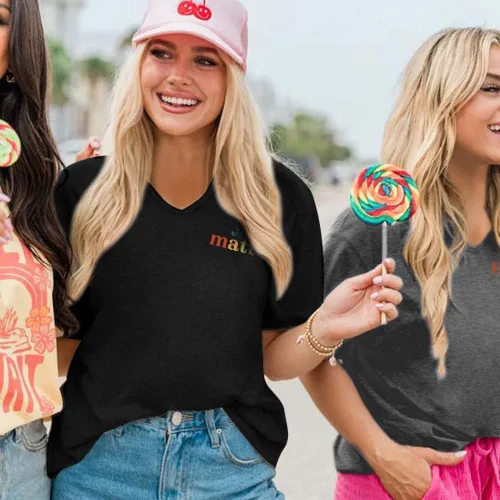 Miniatura 5 de Camiseta You Matter You Amazing Beautiful Enough Casual con cuello en V para mujer