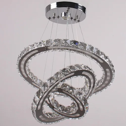 Miniatura 2 de Candelabros de cristal modernos para bricolaje, 3 anillos, lámpara colgante LED regulable para cocina, comedor, sala de estar, dormitorio, base