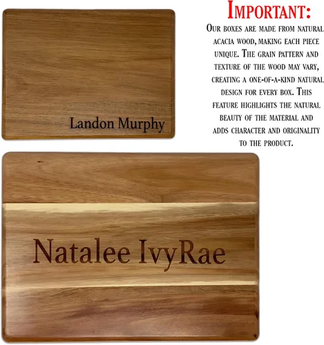 Miniatura 9 de Caja de madera grabada personalizada grande – Caja de recuerdo de madera de acacia con mensaje oculto personalizado, cajas de memoria de nogal