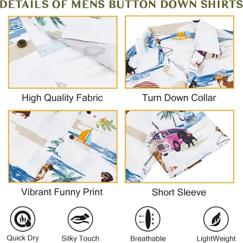 Miniatura 144 de Camisa hawaiana para hombre, con estampado floral, cómoda, con botones, casual, manga corta, ropa de playa para hombre