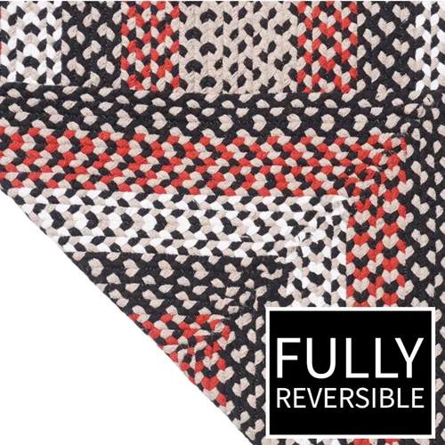 Miniatura 6 de Super Area Rugs Runner 2' X 6' Negro - Rojo - Marrón Alfombra Trenzada Ovalada para Cocinas y Baños de Estilo Granja/Primitivo