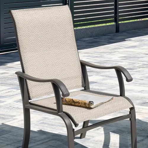 Miniatura 5 de NUU GARDEN Juego de 2 sillas de comedor para patio, sillas de comedor al aire libre con marco recubierto de polvo, sillas de comedor de metal