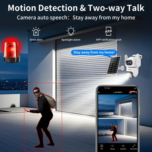 Miniatura 4 de ESCANU Cámaras de seguridad solares inalámbricas para exteriores, cámaras para seguridad del hogar con doble lente, panorámica/inclinación de 360°