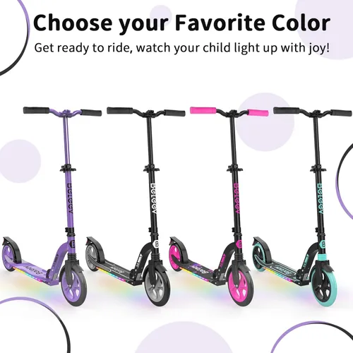 Miniatura 8 de BELEEV V8 Scooters para niños a partir de 6 años con cubierta iluminada, scooter plegable de 2 ruedas para adultos y adolescentes, 4 de altura