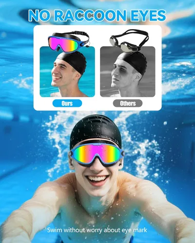 Miniatura 3 de Aegend - Nuevas gafas de natación de visión amplia para adultos, con protección antiniebla/UV, sin fugas, con tapones para los oídos para hombres