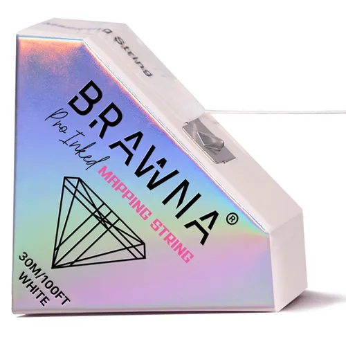 BRAWNA [Versión mejorada] 30 metros de hilo blanco de mapeo de cejas para medición de cejas - Suministros de microblading - Kit PMU - Kit de 2-Blanco