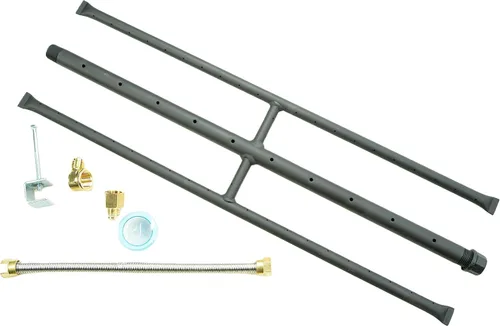 Miniatura 7 de Quemador H rectangular para chimenea de gas y hoguera con quemador de gas con 3 tubos (38 cm) Patente solicitada