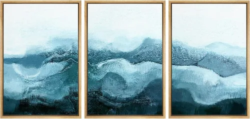 Miniatura 75 de NWT Lienzo enmarcado para pared, juego de arte en acuarela pastel, bosque de montaña oscura, naturaleza silvestre, ilustraciones de arte moderno