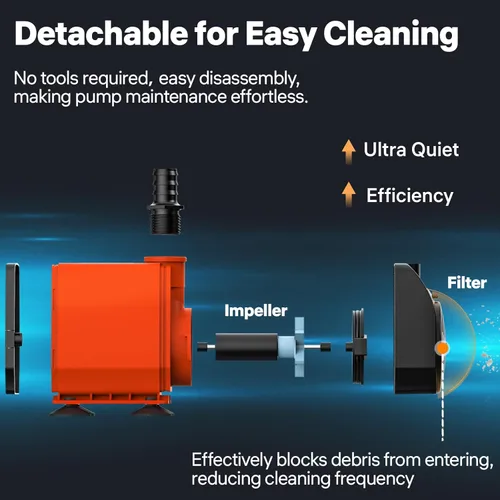 Miniatura 5 de DOKO Bomba de agua sumergible de 800 GPH, bomba de agua con cable de alimentación de 6 pies y 3 boquillas, 60 W, bombas de estanque ultra