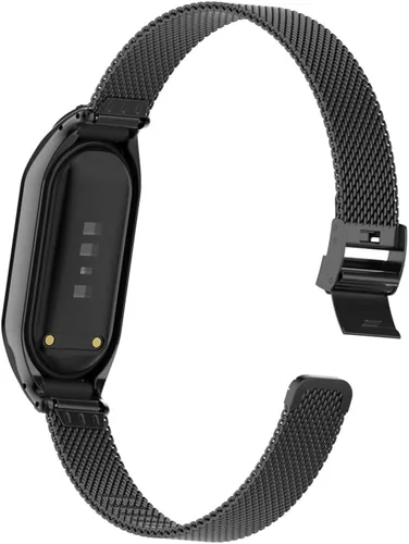 Miniatura 5 de Correa de reloj de metal compatible con Samsung Galaxy Fit2 SM-R220 de acero inoxidable con marco de bisel protector con diseño de malla