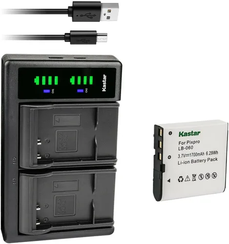 Miniatura 9 de Kastar Paquete de 2 baterías y cargador USB LTD2 de repuesto para batería Kodak LB-060 LB060, Kodak PixPro AZ525, PixPro AZ526, PixPro AZ527, PixPro
