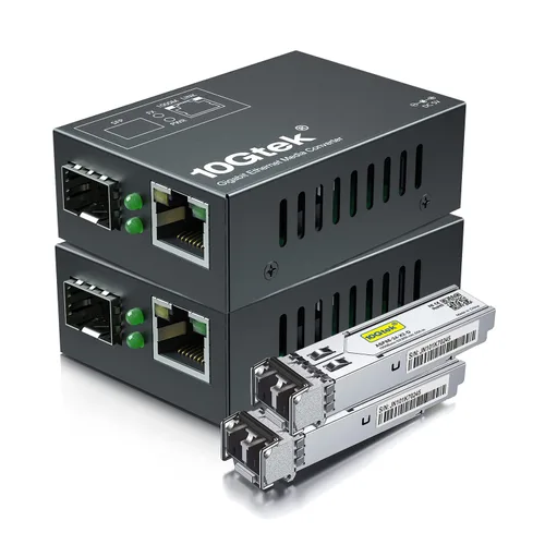 Miniatura 11 de 10Gtek un par de convertidores de medios bidi de Ethernet Gigabit, convertidor de fibra LC única de modo único a Ethernet RJ45 para X1