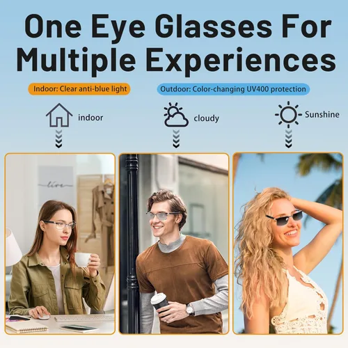 Miniatura 2 de Lentes inteligentes para hombres y mujeres con lentes fotocrómicas, Bluetooth 5.3, polarizados, bloqueo de luz azul, altavoces de oreja abierta
