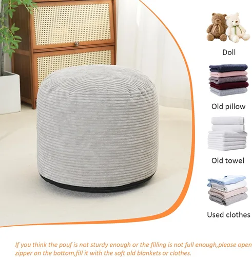 Miniatura 7 de Puf otomano relleno redondo moderno relleno de espuma pufs para sala de estar, silla decorativa de 20 x 15 pulgadas, puf esponjoso, taburete otomano