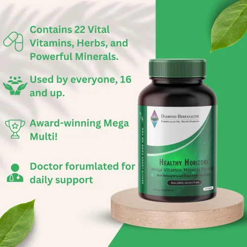 Miniatura 4 de Diamond Healthy Horizons Multivitamínico – Multivitamínico natural para apoyar el alivio del estrés y proporcionar nutrientes esenciales