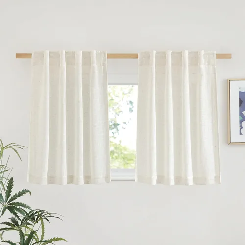Miniatura 37 de NICETOWN Cortinas de lino semitraslúcidas para dormitorio, bolsillos para barra y pestaña trasera, tratamientos de ventana transparentes de lino