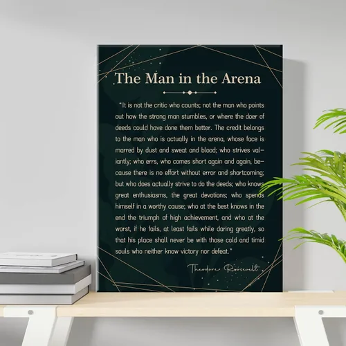 Miniatura 3 de Lienzo enmarcado con cita de Theodore Roosevelt, con texto en inglés "The Man in the Aren", póster con texto inspirador y competitivo del hombre