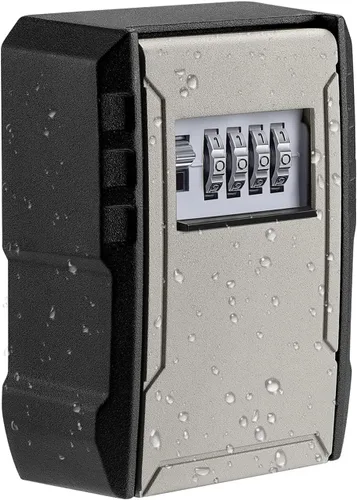 UPGRADE - Caja de bloqueo de llaves de gran capacidad, resistente a la intemperie, para llaves de automóvil, llavero, llaves de casa, caja de Gris