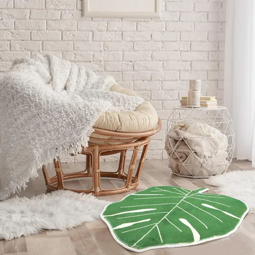 Miniatura 2 de Coume Paquete de 2 tapetes de puerta de hoja verde, 23.6 x 35.4 pulgadas, tapetes grandes de hoja de Monstera para puerta delantera, cocina, baño
