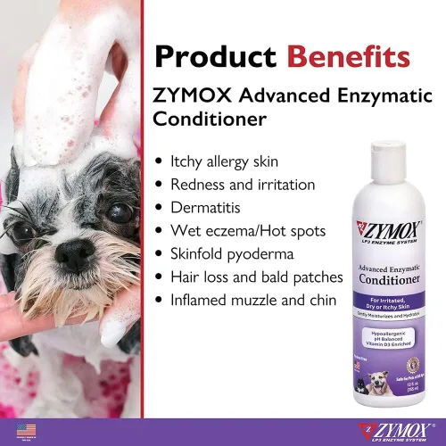 Miniatura 2 de ZYMOX Advanced Enzymatic - Acondicionador sin enjuague, 12 oz. – para mascotas y animales de todas las edades: acondiciona, desenreda, calma e