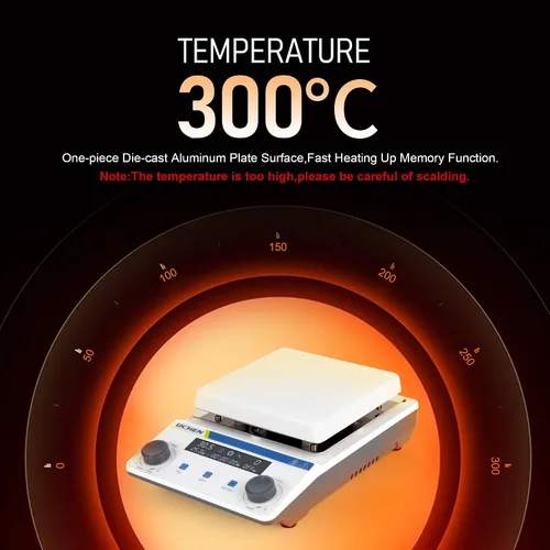 Miniatura 4 de LICHEN Placa magnética agitadora magnética 572.0 °F con pantalla LED, velocidad y tiempo ajustables 100-1600 RPM mezclador, sensor de sonda